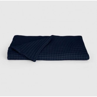 Ariika Honey Comb Throw Blanket (140 x 180 cm), Navy Blue - 100% Egyptian Cotton