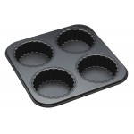 Master Class Non-Stick 4-Hole Fluted Mini Tart Tray with Loose Base, 26 cm (10 inch)