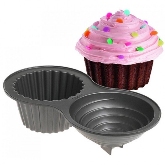 Amazon.com: RUAFOX Giant Cupcake Pan- Carbon Steel Baking Mold Perfect  2-sided Jumbo 3D Cup Cake Tin - Complete with Premium 8