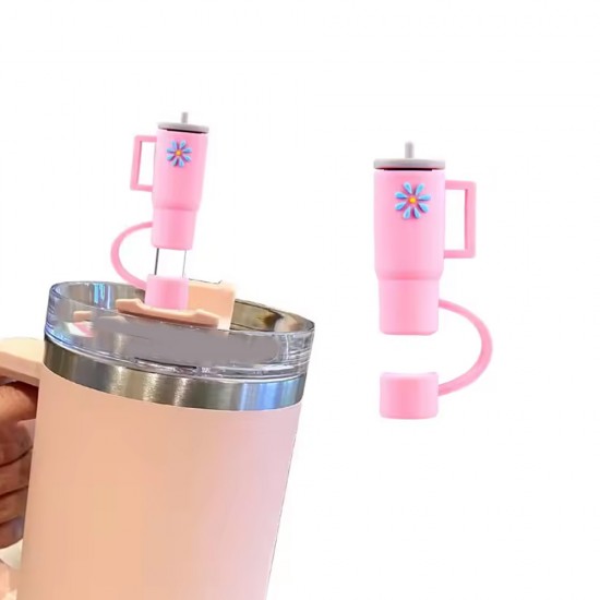 Billz Buddy Silicone Straw Cover for S'well & Stanley Tumblers - Pink ( + Free Plastic Straw Gift)