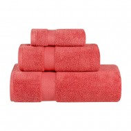 Superior 100% Zero Twist Cotton Super Soft and Absorbent 3 - Piece Towel Set, Coral