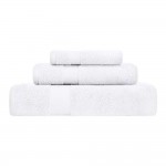 Superior Zero Twist 100% Cotton Super Soft and Absorbent 3 - Piece Towel Set, White