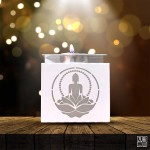 Zuri Buddha Design Cold Rolled Steel Candle Holder with Powder Coated White Finish