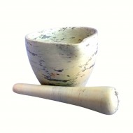 Undugu Mortar and Pestle, Handcrafted Malachite Soapstone - Made in Kenya