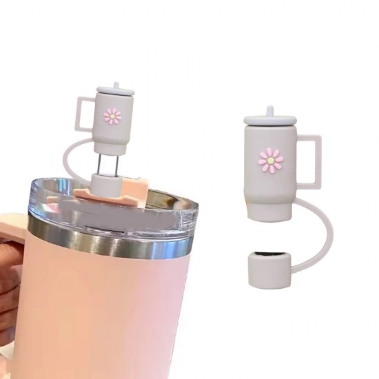 Billz Buddy Silicone Straw Cover for S'well & Stanley Tumblers - Grey ( + Free Plastic Straw Gift)