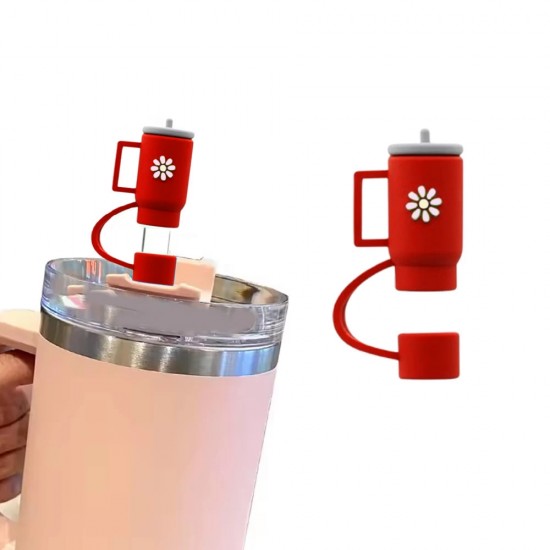 Billz Buddy Silicone Straw Cover for S'well & Stanley Tumblers - Red ( + Free Plastic Straw Gift)