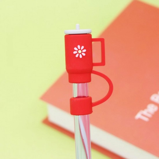 Billz Buddy Silicone Straw Cover for S'well & Stanley Tumblers - Red ( + Free Plastic Straw Gift)