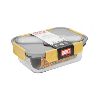 Built Stylist Glass Lunch Box with Cutlery, 900ml