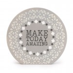 Candlelight Resin Round Block "Make Today Amazing" ,Grey