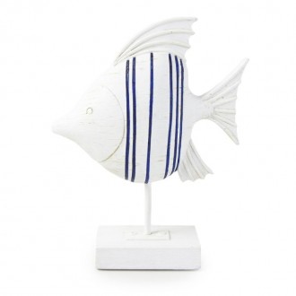 Candlelight Fish on Stand Ornament Blue/ White