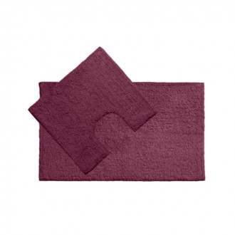 Premier Purple Cotton Bath Mat and  Pedestal  Set