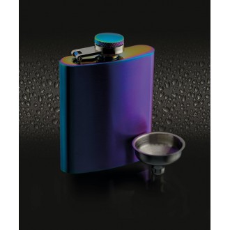 BarCraft Exotic Rainbow Hip Flask with Easy Pour Funnel, 100ml