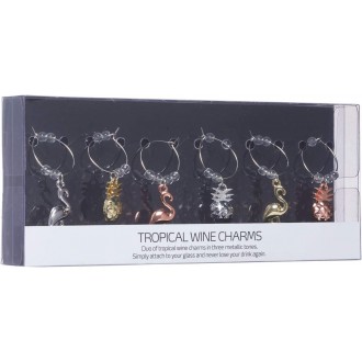 BarCraft Tropical Pineapple & Flamingo Wine Charms