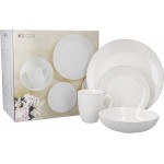 Maxwell & Williams Harlequin 16 Piece Dinner Set, Porcelain, White/Grey, Service for 4