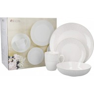 Maxwell & Williams Harlequin 16 Piece Dinner Set, Porcelain, White/Grey, Service for 4