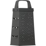 Kitchen Craft Non Stick Cheese Grater, 4 Sided, Stainless Steel, Black