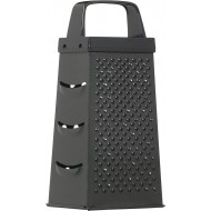 Kitchen Craft Non Stick Cheese Grater, 4 Sided, Stainless Steel, Black