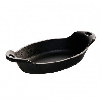 Lodge Heat Enhanced and Seasoned Cast Iron Oval Mini Server, Black