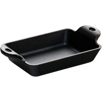 Lodge Heat Enhanced and Seasoned Cast Iron Rectangular Mini Server, Black