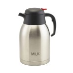 Neville Genware Milk Inscribed Stainless Steel Vacuum Jug, 2.0 Liters