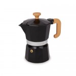 La Cafetiere Venice Aluminium Moka Pot Espresso Maker, 3 Cup, Black With Wood Effect Handle, 150ml