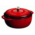 Lodge Cast Iron Enamel Dutch Oven, Red, 4.3 Liters -  Oven-safe to 500-degrees