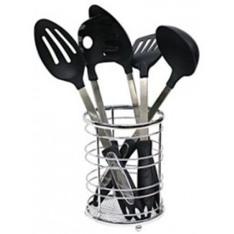 Home Basics Chrome Plated Steel Cutlery Holder