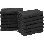 Eco-Friendly 100 Percent Ringspun Cotton Face Towel Set - Black, 12 Pieces (33cm x 33cm)