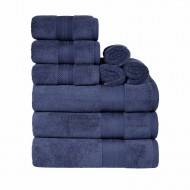 Turkish Cotton 800GSM Heavyweight Assorted 9-Piece Towel Set, Crown Blue