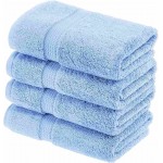 Solid Egyptian Cotton Hand Towel Set, 4-Pieces, Light Blue, 20" x 30"