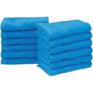 Eco-Friendly 100 % Ringspun Cotton Face Towel Set - Aster Blue, 12 Pieces - (33cm x 33cm)