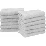 Eco-Friendly 100 % Ringspun Cotton Face Towel Set - White, 12 Pieces, (33cm x 33cm)