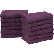 Eco-Friendly 100 Percent Ringspun Cotton Face Towel Set - Eggplant, 12 Pieces, 33cm x 33cm