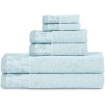 Wisteria 100% Cotton, Soft & Absorbent Towel Set, (2 Bath, 2 Hand, and 2 Face Towels), 6-Piece, Waterfall