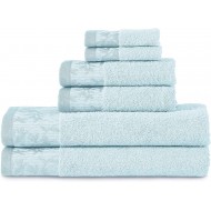 Wisteria 100% Cotton, Soft & Absorbent Towel Set, (2 Bath, 2 Hand, and 2 Face Towels), 6-Piece, Waterfall