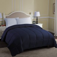 Superior All-Season Down Alternative Comforter with Baffle Box Construction, Twin, Navy Blue