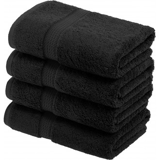 Solid Egyptian Cotton Hand Towel Set, 4-Pieces, Black, 20 x 30 Inches