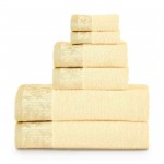 Wisteria 100% Cotton, Soft & Absorbent Towel Set, (2 Bath, 2 Hand, and 2 Face Towels), 6-Piece, Ivory