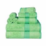 Superior 650GSM Ultra-Soft Hypoallergenic Rayon from Bamboo Cotton Blend Assorted Bath Towel Set, Set of 8 - Spring Green