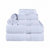 Superior 650GSM Ultra-Soft Hypoallergenic Rayon from Bamboo Cotton Blend Assorted Bath Towel Set, Set of 8 - White