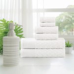 Superior 100% Cotton Highly Absorbent 6-Piece Jacquard Chevron Towel Set, White