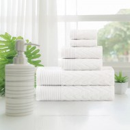 Superior 100% Cotton Highly Absorbent 6-Piece Jacquard Chevron Towel Set, White