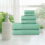 Superior 100% Cotton Highly Absorbent 6-Piece Jacquard Chevron Towel Set, Cascade