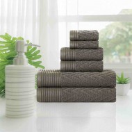 Superior 100% Cotton Highly Absorbent 6-Piece Jacquard Chevron Towel Set, Grey