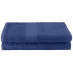 Superior Eco-Friendly Ring-Spun 100% Cotton 2-Piece Bath Towel Set, Navy Blue, (Generous 34" x 68")