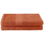 Superior Eco-Friendly Ring-Spun 100% Cotton 2-Piece Bath Towel Set, Copper, (Generous 34" x 68")