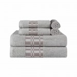 Larissa 100% Cotton, Soft, Extremely Absorbent, 6 Piece Towel Set, Chrome