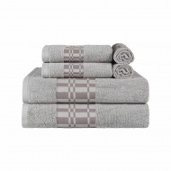 Larissa 100% Cotton, Soft, Extremely Absorbent, 6 Piece Towel Set, Chrome