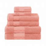 Larissa 100% Cotton, Soft, Extremely Absorbent, 6 Piece Towel Set, Coral