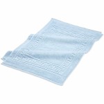 Superior 100% Cotton Highly-Absorbent Greek Key Border Solid 2-Piece Bath Mat Set, Light Blue